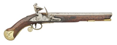 Lot 334 - A 25 BORE FLINTLOCK 1801 PATTERN LONG SEA SERVICE PISTOL, DATED 1806