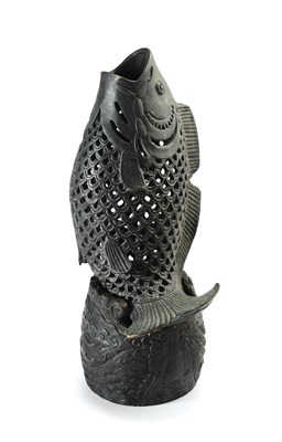 Lot 95 - A CHINESE 'LEAPING CARP' INCENSE BURNER AND COVER, QING DYNASTY, 19TH CENTURY