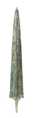 Lot 701 - A COPPER ALLOY SPEAR HEAD PROBABLY PERSIAN 1100-700 B.C.E