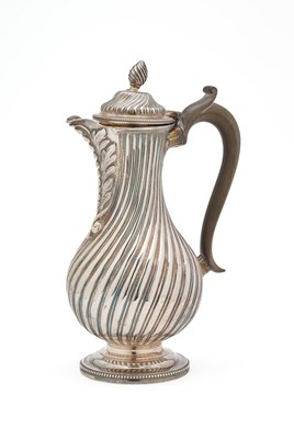 Lot 192 - A VICTORIAN SILVER HOT WATER JUG, CHARLES STUART HARRIS, LONDON, 1881