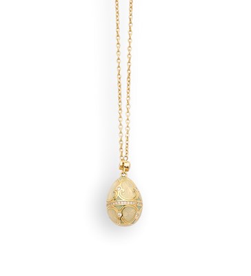 Lot 665 - FABERGE HERITAGE: COLLECTION: ENAMEL AND DIAMOND PENDENT EGG, MODERN