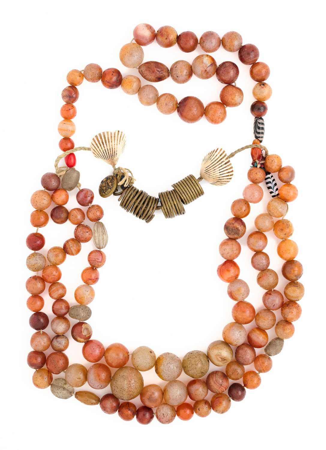 Lot 62 - A NAGA BEAD NECKLACE, NORTH-EASTERN INDIA, 20TH CENTURY OR EARLIER