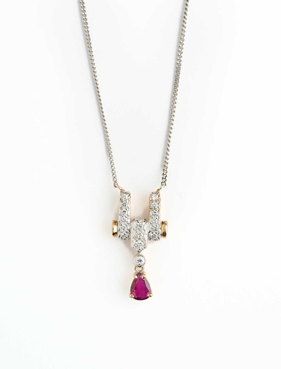 Lot 312 - RUBY AND DIAMOND PENDENT