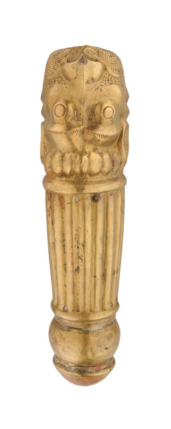 Lot 10 - A RARE SOUTH INDIAN GILT COPPER ALLOY QUIVER, PROBABLY 17TH CENTURY MADRAS