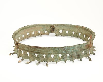 Lot 11 - A RARE SOUTH INDIAN COPPER ALLOY CEREMONIAL FOOT BAND FOR AN ELEPHANT, 17TH CENTURY, POSSIBLY KERALA