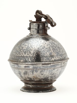 Lot 12 - A SOUTH INDIAN BALL-SHAPED FLASK, LATE 18TH CENTURY, POSSIBLY MYSORE, KARNATAKA