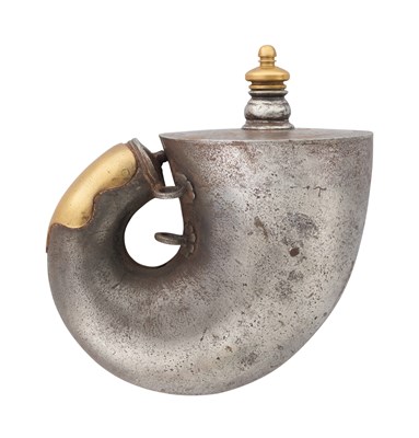 Lot 660 - AN INDIAN STEEL POWDER-FLASK (BARAUDAN), 18TH CENTURY