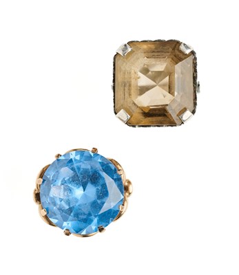 Lot 643 - TWO GEM-SET DRESS RINGS, 1960s
