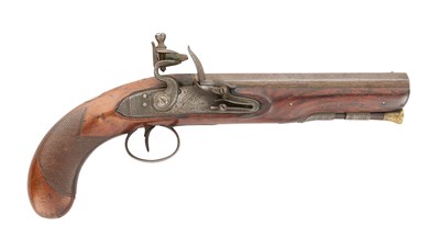 Lot 752 - A 22 BORE FLINTLOCK PISTOL SIGNED WESTWOOD, LONDON, BIRMINGHAM PROOF MARKS, CIRCA 1820