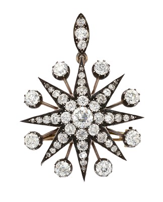 Lot 835 - VICTORIAN DIAMOND STAR BROOCH/PENDANT, 1890s