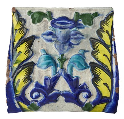 Lot 124 - A SINDH RELIEF TILE, PROBABLY HALA, PAKISTAN, CIRCA 1900