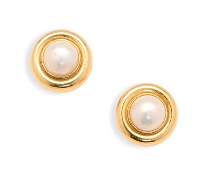 Lot 734 - PAIR OF MABE PEARL EAR CLIPS, 1980s
