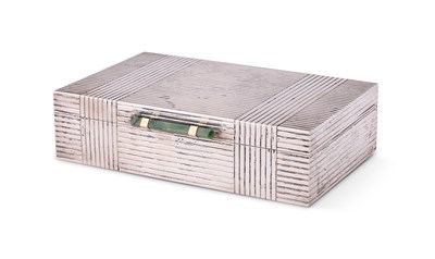 Lot 139 - AN ART DECO SILVER CIGARETTE BOX, PADGETT & BRAHAM LTD., LONDON, 1936