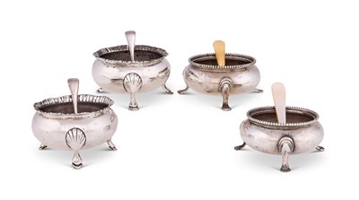 Lot 187 - TWO PAIRS OF ENGLISH SILVER SALT CELLARS