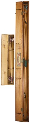 Lot 92 - TWO CASED AYRES LONGBOWS AND A CASE OF BUCHANAN ARROWS, LATE 19TH/EARLY 20TH CENTURY