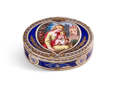 Lot 282 - A SWISS GOLD AND ENAMEL SNUFF BOX, GUIDON, REMOND, GIDE ET CIE, GENEVA, 1792-1800