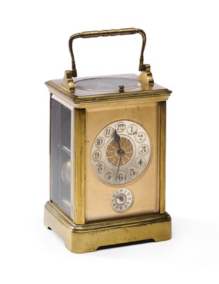 Lot 546 - A FRENCH REPEATING AND ALARM CARRIAGE CLOCK, CIRCA 1900