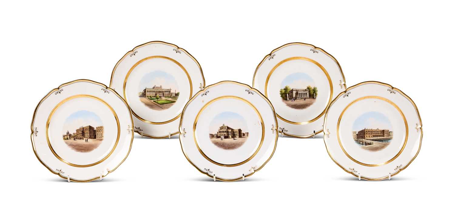 Lot 19 - A SET OF FIVE BERLIN (KPM) TOPOGRAPHICAL PLATES, CIRCA 1860