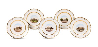 Lot 15 - A SET OF FIVE BERLIN (KPM) TOPOGRAPHICAL PLATES, CIRCA 1860