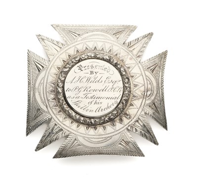 Lot 47 - A MEDAL PRESENTED BY THE ARCHITECT A.H.WILDS TO P.G. ROWELL FOR 'SKILL IN ARCHERY', 19TH CENTURY