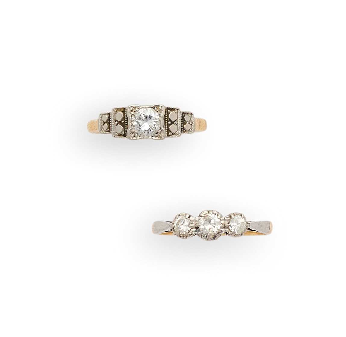 Lot 344 - TWO DIAMOND RINGS