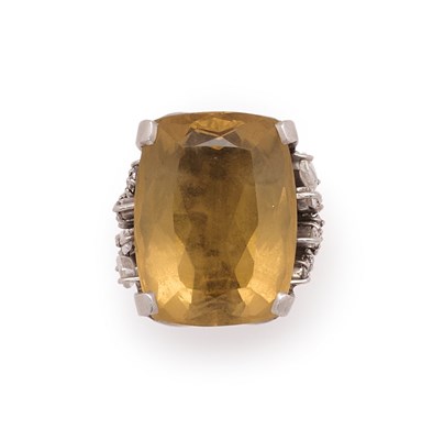 Lot 686 - CITRINE AND DIAMOND RING, 1970s