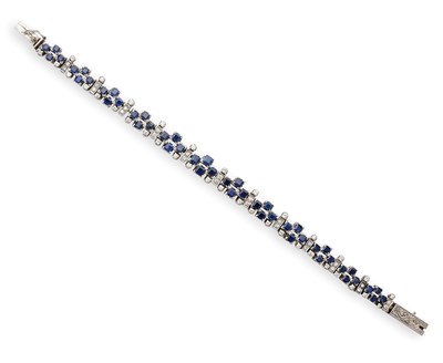 Lot 411 - SAPPHIRE AND DIAMOND BRACELET, 1970s