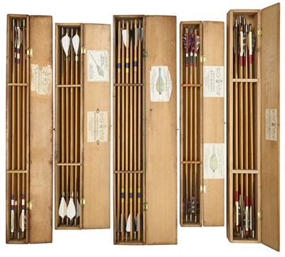 Lot 89 - FIVE CASES OF ALDRED ARROWS, 19TH-20TH CENTURY