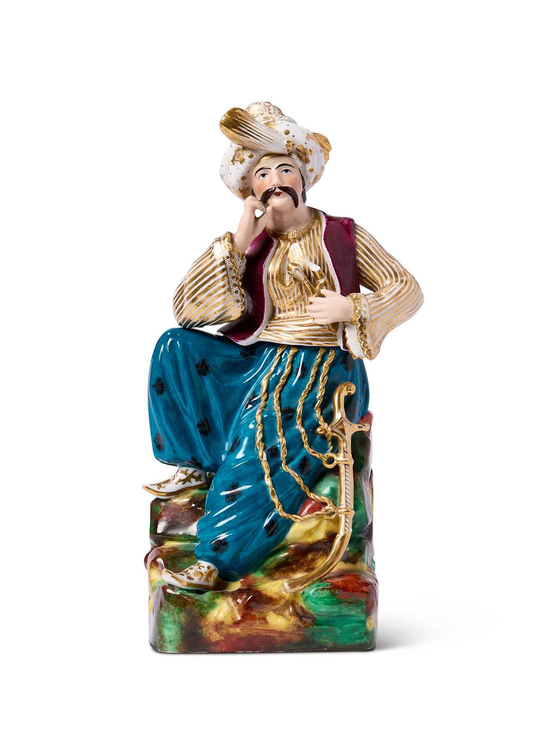 Lot 31 - A PARIS PORCELAIN 'TURQUERIE' FIGURAL VEILLEUSE (TEA WARMER), PROBABLY JACOB PETIT, MID 19TH CENTURY
