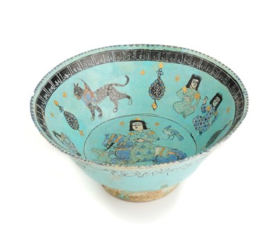 Lot 142 - A 'MINAI' TURQUOISE GLAZED BOWL, PERSIA, CIRCA 1200