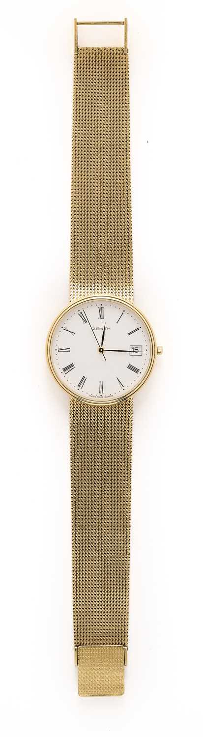 Lot 528 - ZENITH: GENTLEMAN'S GOLD BRACELET WATCH, SWISS, LATE 20TH CENTURY