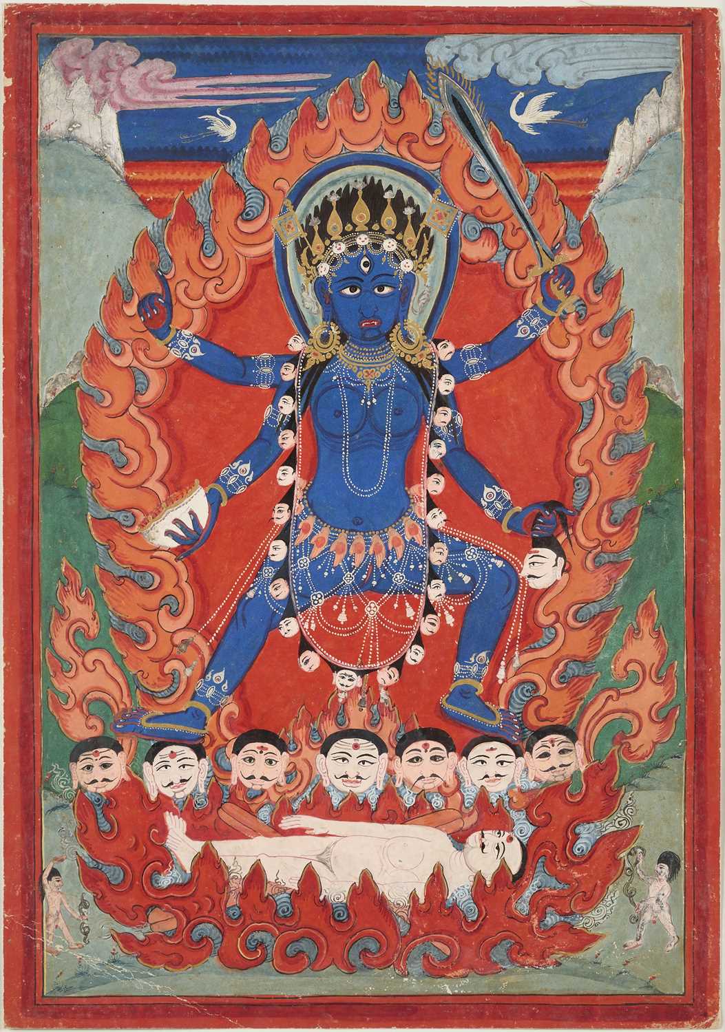 Lot 160 - A GROUP OF FIVE HINDU TANTRIC PAINTINGS, NEPAL, 19TH CENTURY