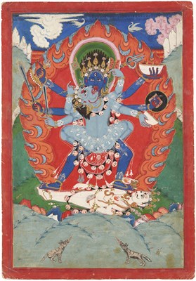 Lot 160 - A GROUP OF FIVE HINDU TANTRIC PAINTINGS, NEPAL, 19TH CENTURY