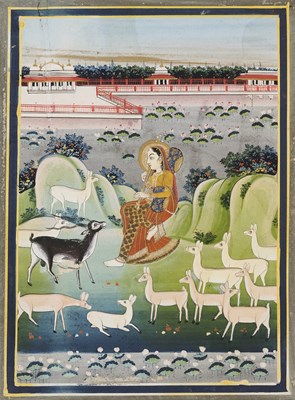 Lot 24 - AN ILLUSTRATION FROM A RAGAMALA: TODI RAGINI, JAIPUR, NORTHERN INDIA, 19TH CENTURY