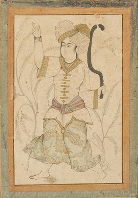 Lot 10 - A QAJAR DRAWING OF A TURBANNED MAN, PERSIA, 19TH CENTURY