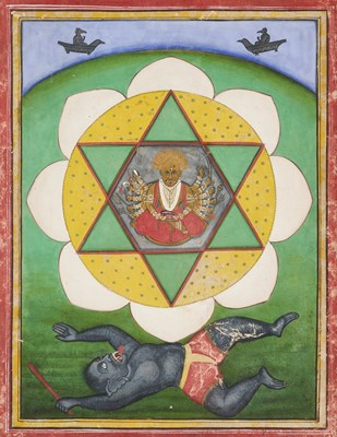 Lot 32 - A TANTRIC DURGA YANTRA, PROBABLY RAJASTHAN, NORTH INDIA, 19TH CENTURY