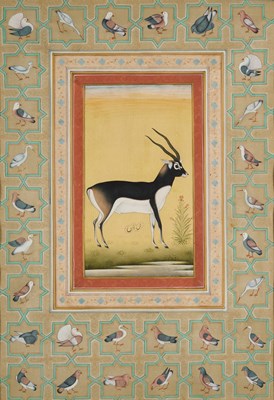 Lot 90 - TWO PORTRAITS AND A DEPICTION OF AN ANTELOPE, INDIA, 20TH CENTURY