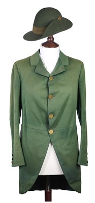 Lot 19 - A WOODMEN OF ARDEN HAT AND TAILCOAT, 20TH CENTURY