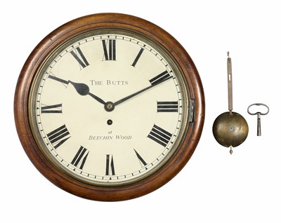 Lot 70 - A WALL CLOCK MARKED LATER 'THE BUTTS AT BEECHIN WOOD'