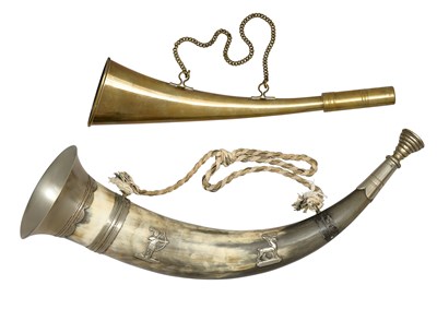 Lot 118 - TWO HUNTING HORNS, 19TH CENTURY