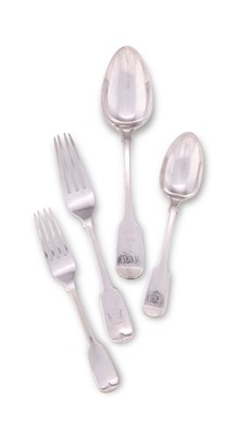 Lot 130 - A PART SET OF BELGIAN TABLE SILVER, 1831-68