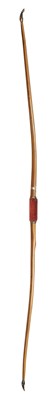 Lot 46 - A PRESENTATION YEW LONGBOW, BIRMINGHAM HALLMARKS, 1875