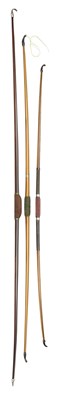 Lot 82 - AN EARLY LAMINATED BOW AND TWO PRESENTATION LONGBOWS, 19TH/20TH CENTURY