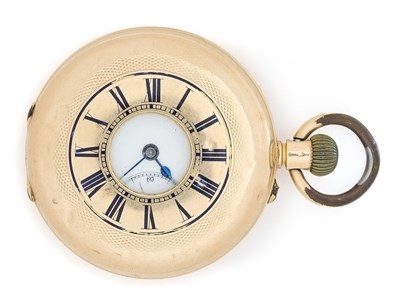 Lot 508 - GOLD HALF-HUNTING CASED POCKET WATCH, SWISS, CIRCA 1900