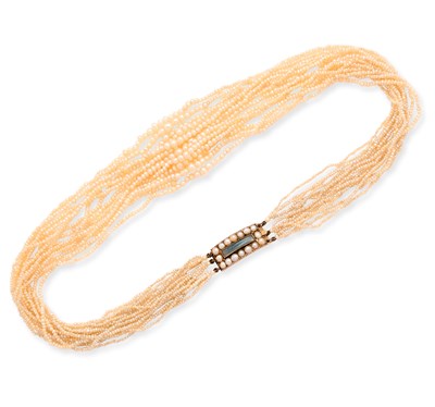 Lot 27 - SEED PEARL AND GOLD NECKLACE, 1800s