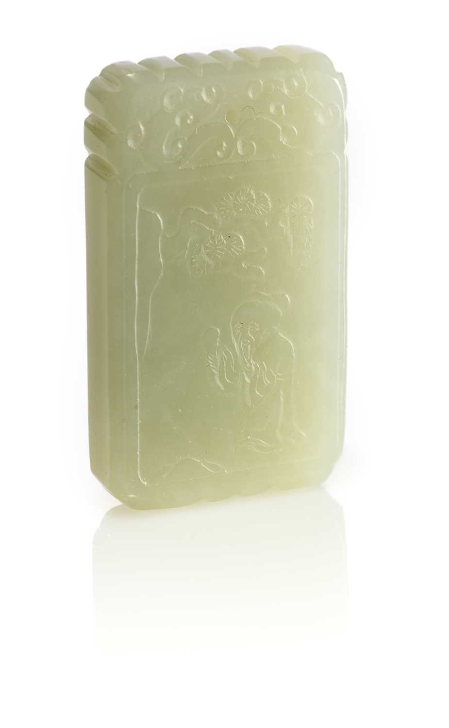 Lot 73 - A CHINESE WHITE JADE PLAQUE, QING DYNASTY (1644-1911)