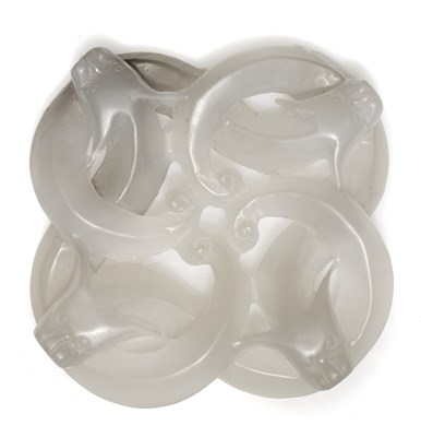 Lot 78 - A CHINESE WHITE JADE 'CHILONG' PENDANT, QING DYNASTY (1644-1911)