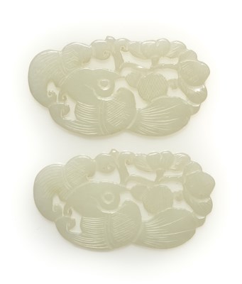 Lot 80 - A PAIR OF CHINESE WHITE JADE 'BAT' PLAQUES, QING DYNASTY (1644-1911)