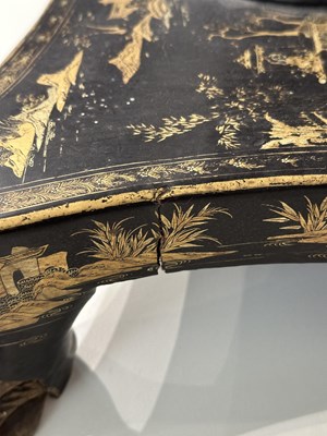 Lot 32 - A GOOD CHINESE EXPORT GILT DECORATED BLACK LACQUER COLLECTOR'S CABINET ON STAND, CIRCA 1815