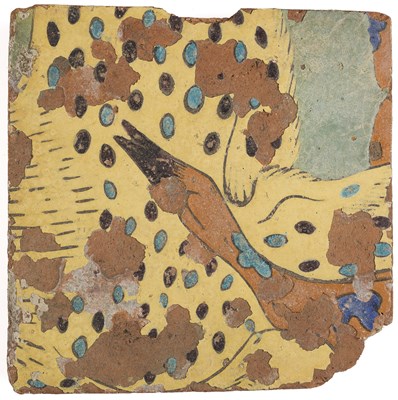 Lot 138 - A MUGHAL CUERDA SECA TILE, DELHI OR LAHORE, MID-17TH CENTURY